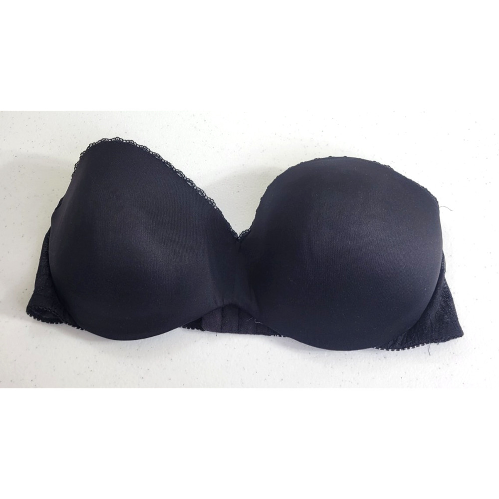 Lily France Underwire Push Up Bra Gel Touch Black Strapless Full Figure Size 36D